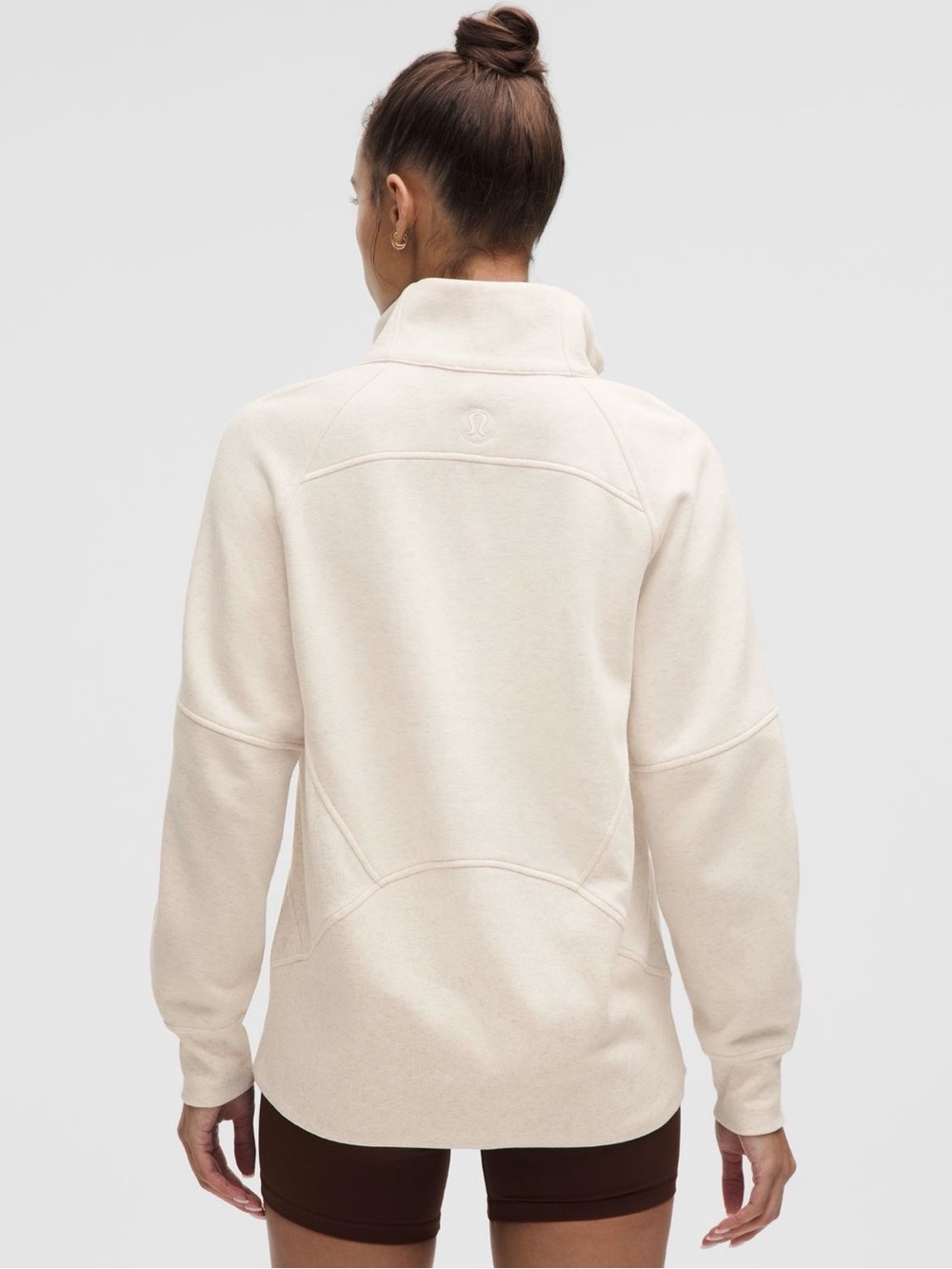 Lululemon Scuba Oversized Half Zip Hoodie White Opal/Bone Fleece Pullover XS/S - Picture 3 of 8